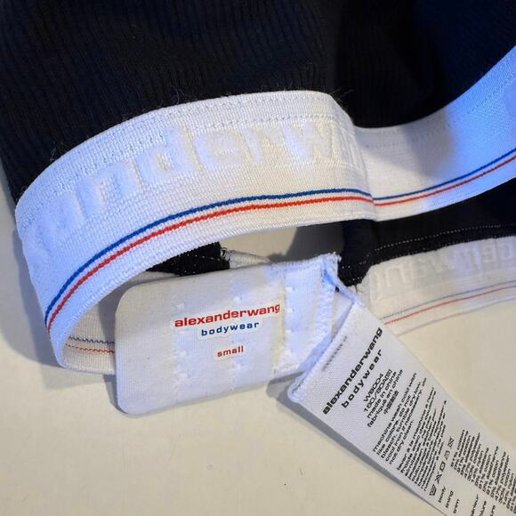 3 pk Alexander Wang bralette triangle ribbed jersey V neck monogram band S small - Picture 12 of 13